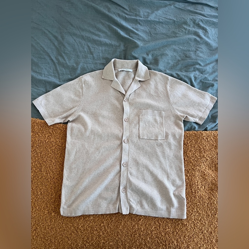 Men's full placket camp collar polo sweater